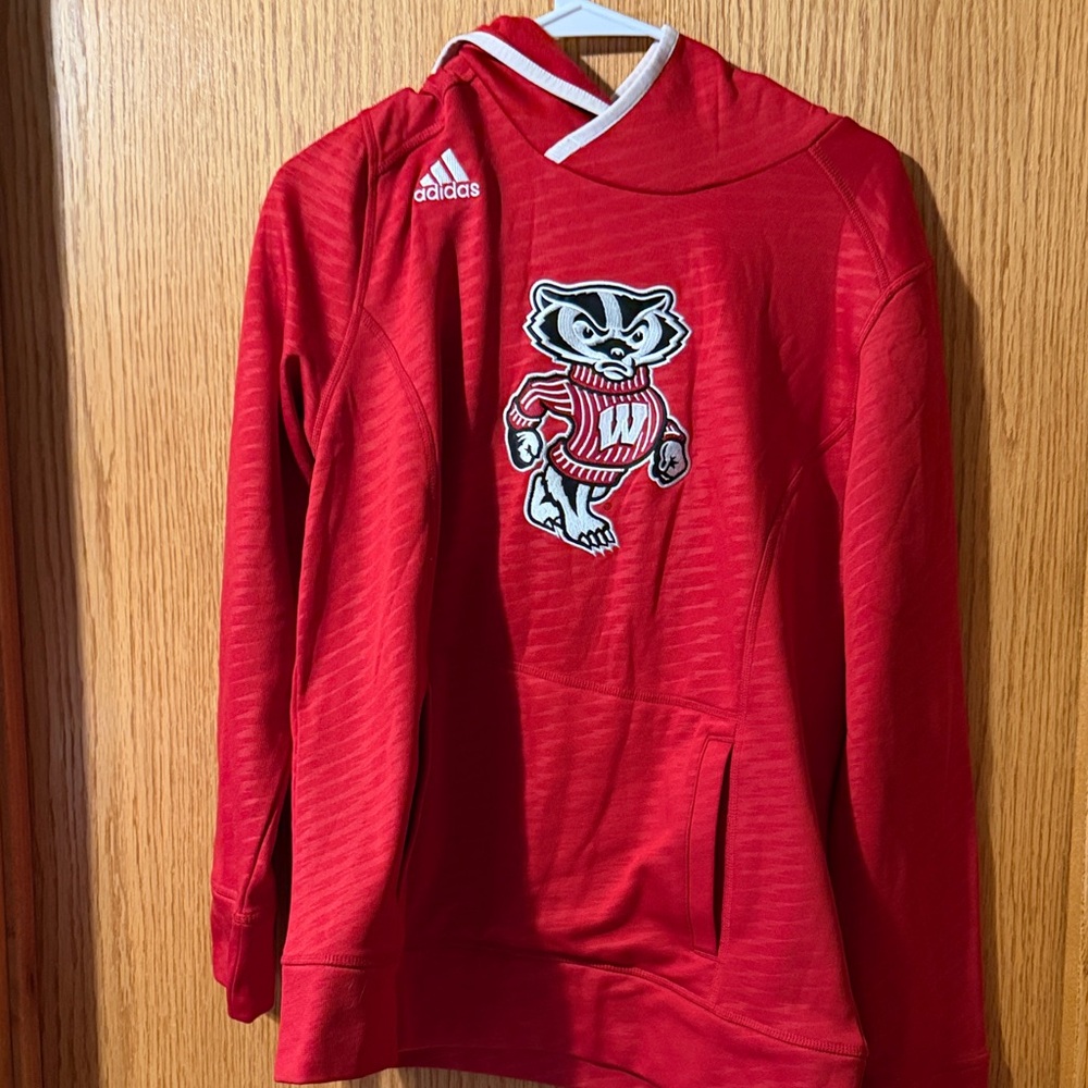 adidas Red Kids Hoodie with University Mascot Patch